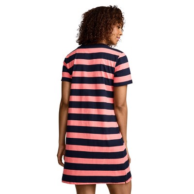 Jockey Women's Organic Cotton T-Shirt Dress S Pink Stripe