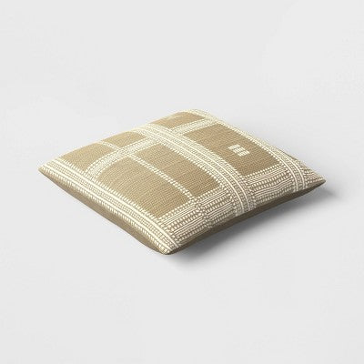 18"x18" Textural Woven Plaid Square Outdoor Throw Pillows Sage Green - Threshold