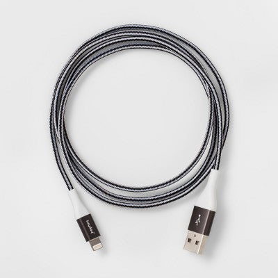4' Lightning to USB-A Braided Cable - heyday Black/White/Gunmetal: Phone Charging Cord