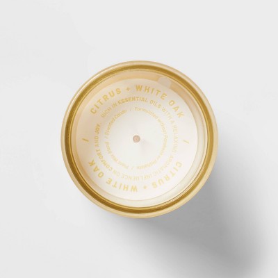 Tinted Glass Citrus + White Oak Jar Candle Light Yellow 10.5oz - Threshold: Modern Traditional Decor, 30hr Burn Time