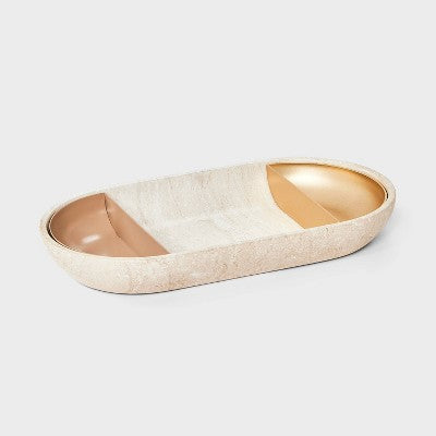 Round Nesting Jewelry Organizer Tray Set 3pc - A New Day Cream/Gold