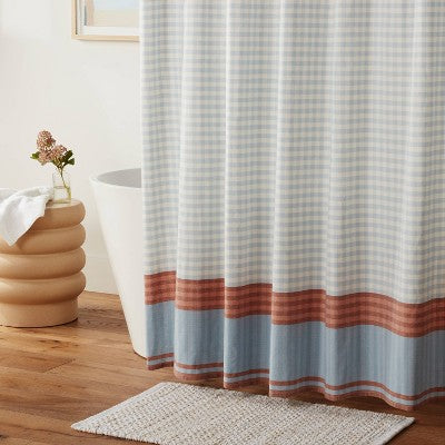 Gingham Plaid Shower Curtain Blue - Threshold