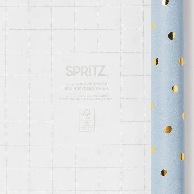Gift Wrap Roll Blue with Gold Foil Dots - Spritz (LOCAL PICKUP ONLY)