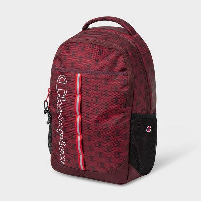Champion Center Backpack - Dark Red Logo AOP