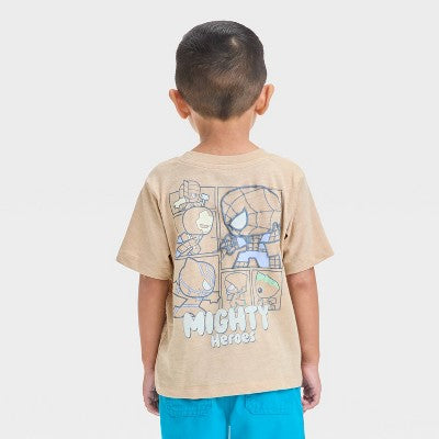 Toddler Boys' Mighty Heroes Short Sleeve Graphic T-Shirt Beige 4T