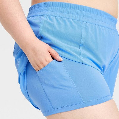 Women's Mid-Rise Mesh Run Shorts 3" - All In Motion Blue XS