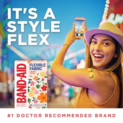 Band-Aid Brand Flexible Fabric Bandages - Wildflower - Assorted Sizes - 30 ct