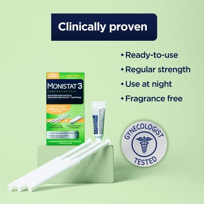 Monistat 3-Dose Yeast Infection Treatment 3 Prefilled Applicators & External Itch Cream