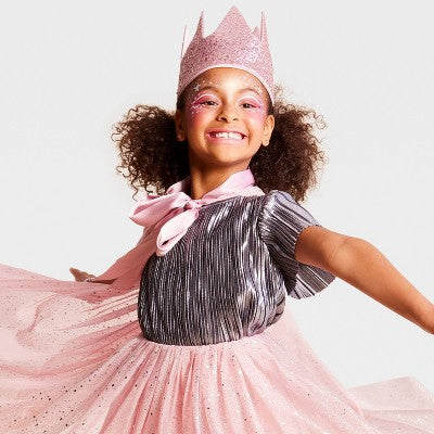 3pc Kids' Elevated Princess Costume Apparel Kit with Crown Pink - Hyde and EEK! Boutique