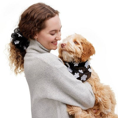 Organza Flower Scrunchie & Bandana Set - Black - The Cuddle Collab with Ghost & Wren