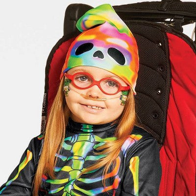 Kids' Adaptive Blacklight Responsive Color Melt Skeleton Halloween Costume Jumpsuit with Beanie L - Hyde & EEK! Boutique