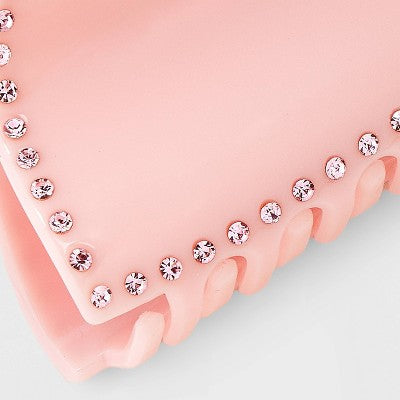 Valentine's Day Rhinestone Heart Claw Hair Clip - Pink