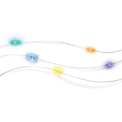 30ct Battery Operated LED Twinkling Christmas Dewdrop Fairy String Lights Multicolor with Silver Wire - Wondershop