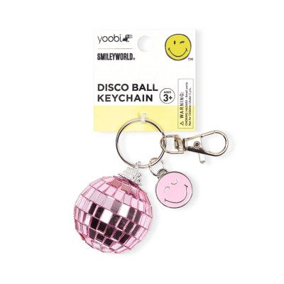 Yoobi SmileyWorld Keychain Pink Smiley Disco Ball, School Supplies