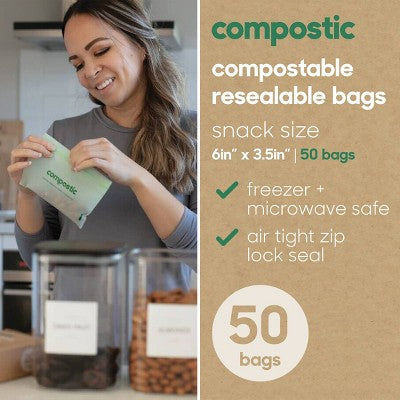 Compostic 100% Compostable Snack Bags - 50ct
