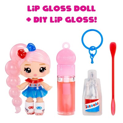 Yummiland x Licensed Sweets Lip Gloss Doll: Bazooka Bubble Gum Includes DIY Lip Gloss + Removable Keychain