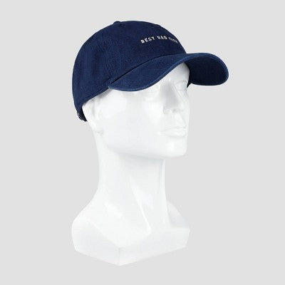 Wemco Men's Best Dad Ever Print Cotton Baseball Hat - Navy Blue