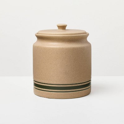 53 fl oz Stoneware Seasonal Canister Green Striped - Hearth & Hand with Magnolia