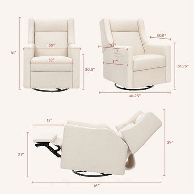 Babyletto Kiwi Deluxe Power Recliner and Swivel Glider with Heat and Massage - Performance Ivory Boucle (LOCAL PICKUP ONLY)