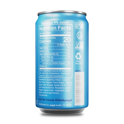 Poppi Wild Berry Prebiotic Soda - 7.5 fl oz Mini Can