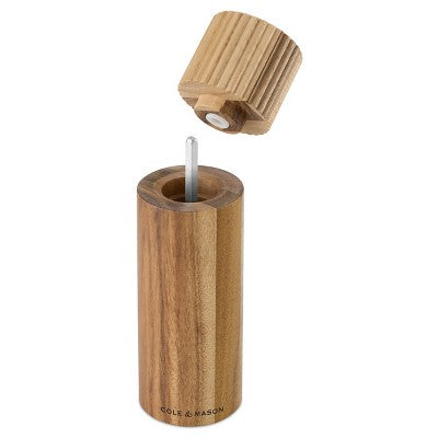 Cole & Mason Galloway Ribbed Salt and Pepper Grinder Set: Modern Wood Shakers, Spot Clean, 2-Piece, Brown