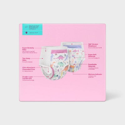 Girls' Disposable Training Pants - 5T-6T - 56ct - up&up: Absorption Channels, Wetness Indicator, Latex-Free