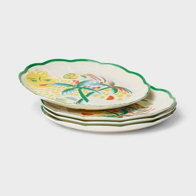4pc Vacation Melamine Salad Plates Yellow/Green - Roller Rabbit x Target