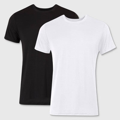 Hanes Originals Premium Men's SuperSoft Short Sleeve Crewneck Undershirt 2pk - White/Black L