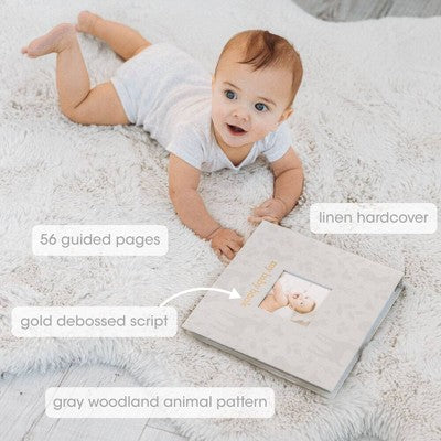 Pearhead Square Baby Memory Book - Woodland Print: Hardcover Family Relationships Book