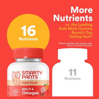 SmartyPants Kids Plus Multivitamin & Omegas Gummies with Vitamins C, D3, B12 & Zinc - 80ct