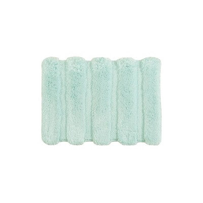 Madison Park 17"x24" Tufted Pearl Channel Solid Bath Rug Seafoam: Machine Washable, Latex Backing, OEKO-TEX Certified
