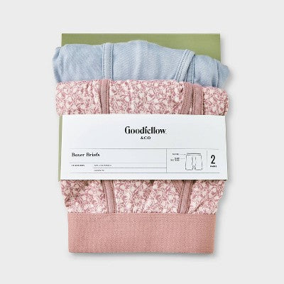 Men's 2pk Fashion Boxer Briefs - Goodfellow & Co Mauve XL: Cotton-Spandex Blend, Mid Rise, Knit Fabric
