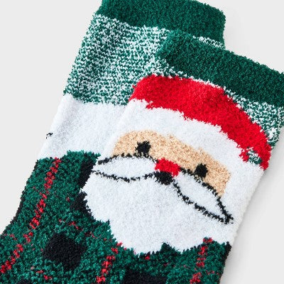 Women's Santa Plaid Christmas Cozy Crew Socks - Wondershop Green/Black 4-10