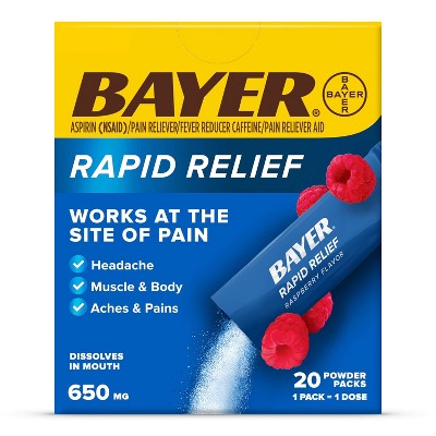 Bayer Rapid Relief Aspirin Powder - Raspberry - 20ct