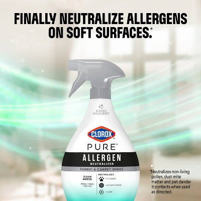 Clorox PURE Allergen Neutralizer Fabric & Carpet Spray Air Fresheners Clean Breeze - 26oz: Non-Toxic, Liquid Spray
