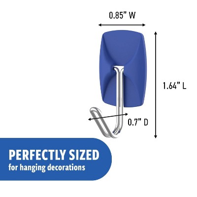 Command 9pk Damage-Free Hanging Small Wire Hooks with 12 Adhesive Strips Cobalt Blue