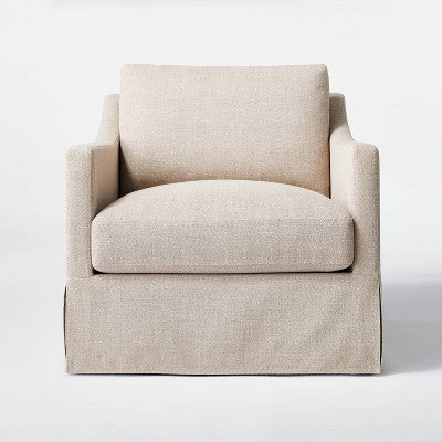 Vivian Park Upholstered Swivel Chair Mushroom Linen - Threshold designed with Studio McGee: Comfortable Accent Furniture (LOCAL PICKUP ONLY)
