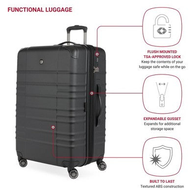 SWISSGEAR Cascade II Hardside Large Checked Spinner Suitcase - Black: (LOCAL PICKUP ONLY)