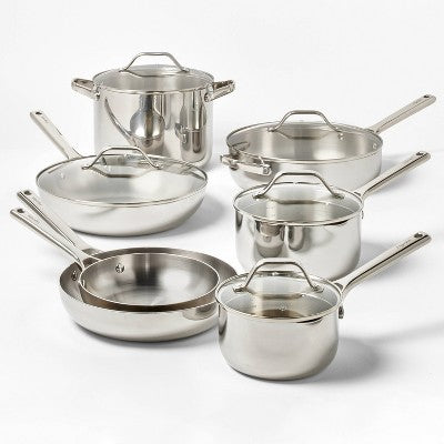 12pc Stainless Steel Cookware Set with 6pc Pan Protectors Silver - Figmint (LOCAL PICKUP ONLY)