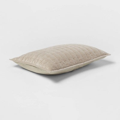Standard Channel Stitch Velvet Quilt Sham Natural - Threshold: OEKO-TEX Certified, Cotton Backing, Machine Washable