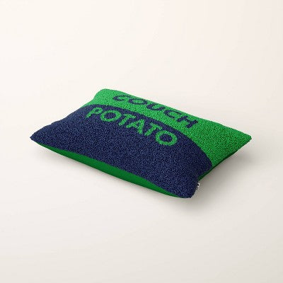 18"x12" Couch Potato Beaded Colorblock Rectangle Lumbar Throw Pillow Green/Navy - kate spade new york x Target