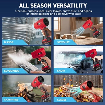 Bullseye Blower 20V Rechargeable Cordless Leaf Blower Dust Air Snow Blower 24,000 RPM Handheld Electric Blower with Battery and Charger