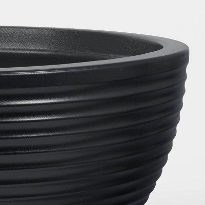Grooved Bowl Outdoor Planter Black 20"x10" - Threshold
