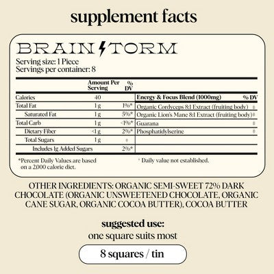 Alice Mushrooms Brainstorm Mushroom Dietary Supplement Chocolates - 8ct