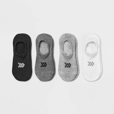 Women's 4pk Lightweight Front Tab Liner Athletic Socks - All In Motion White/Heather Gray/Black 4-10