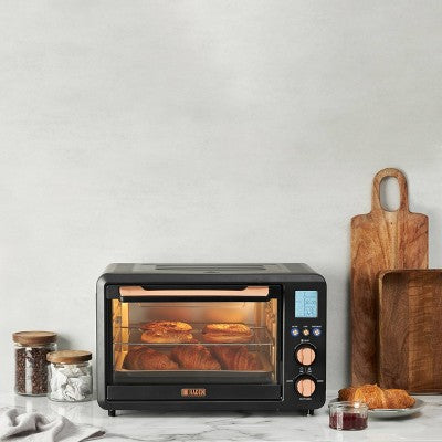 Haden 1500W 25L Toaster Oven with Air Fry Bake Broil and Functions Black/Copper: Steel, 2 Racks, Freestanding, 1-Year Warranty (LOCAL PICKUP ONLY)