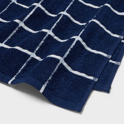 6pc Everyday Ribbed Dorm Towel Set Navy/White - Room Essentials