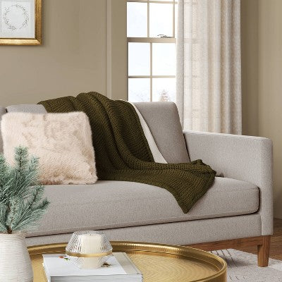 Faux Fur Throw Pillow Ivory - Threshold