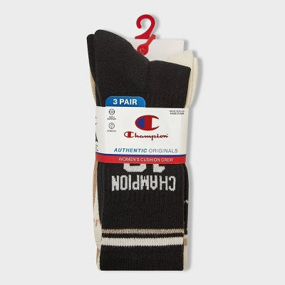 Champion Women's Nineteen 3pk Crew Socks - Black