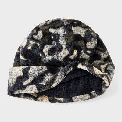 Boys' Camo Fleece Cuffed Beanie Hat - Cat & Jack Black